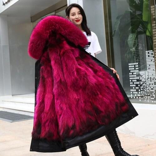 2021 Winter Jacket Women Long Parka Real Fox Fur Coat Natural Raccoon Fur Collar Hood Thick Warm Parkas New Detachable Coat