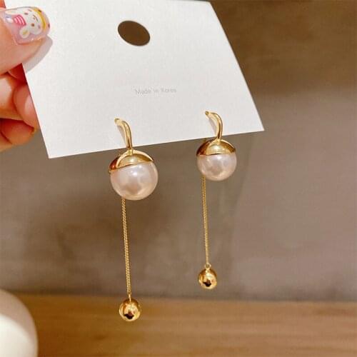 2020 New Trend Pearl Tassel Pendant Dangle Earrings For Women Jewelry Temperament Elegant Earring Bijoux Girl Party Wedding Gift
