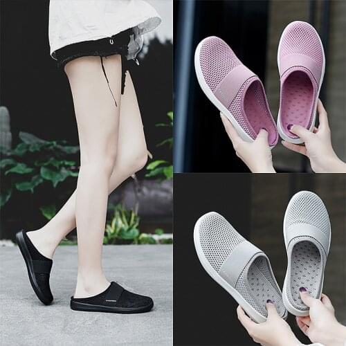 Big Size 35-42 Women Slippers Summer Mesh Breathable Shoes Female Slip-on Loafers Slides Classic Comfortable Flats Casual Shoes