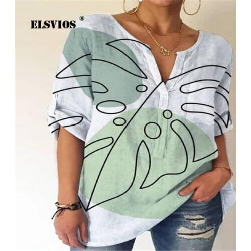 Summer New Fashion Women Printed V Neck Pullover Long Sleeves Casual Loose Streetwear Elegant Slim Shirts Office Ladies Blouses