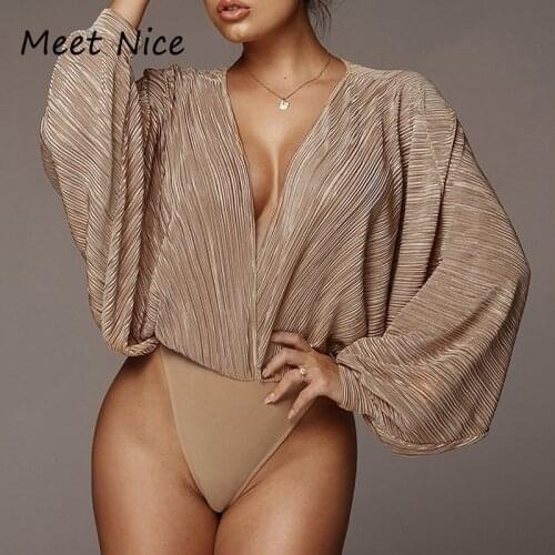 Bodysuit Women Sexy Bodysuit Spring Autumn V Neck Long Sleeve Casual Short Romper Ladies Bodysuits Jumpsuit Overalls