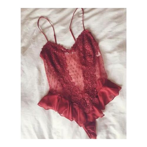 New Arrival Women Sexy V-neck Lace Floral Bodysuits Robe Babydoll Nightdress Nightgown Spaghetti Strap Sleepwear