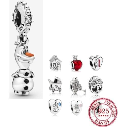 S925 Sterling Silver Mickey Charm with Bracelet Women Jewelry Fit Original Pandora Bracelet Necklace Woman DIY Jewelry Making
