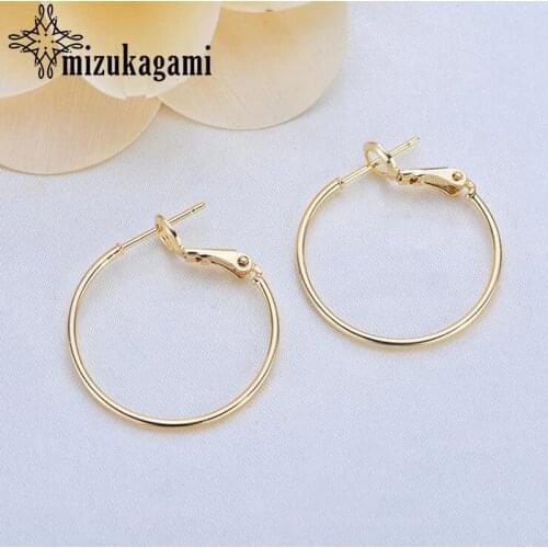 Golden Plating Hoops Earrings Round Circle Ear Wire Hoops Earrings 25mm 10pcs/lot For DIY Earrings Jewelry Accessories