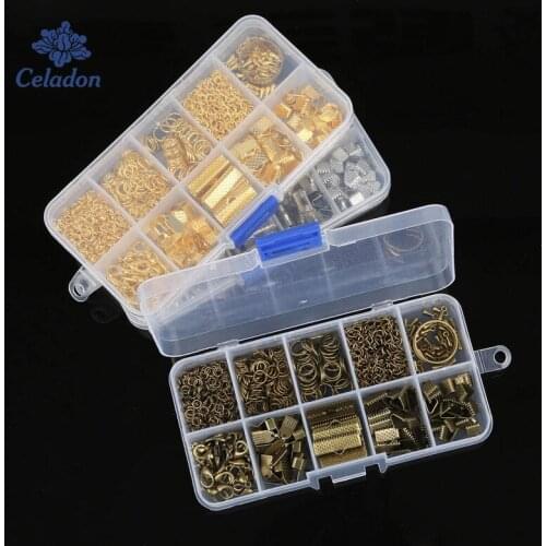 1Box 3 Colors Crimp End Clasps Lobster Clasps Jump Rings Extender Chains Ending Droplets for Necklace Jewelry Making Materials