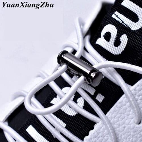 1 Pair 16 Colors Elastic Shoelaces No Tie Shoe laces Metal Lock Button Lazy laces Kids Adult Quick Sneakers Shoelace Shoestrings