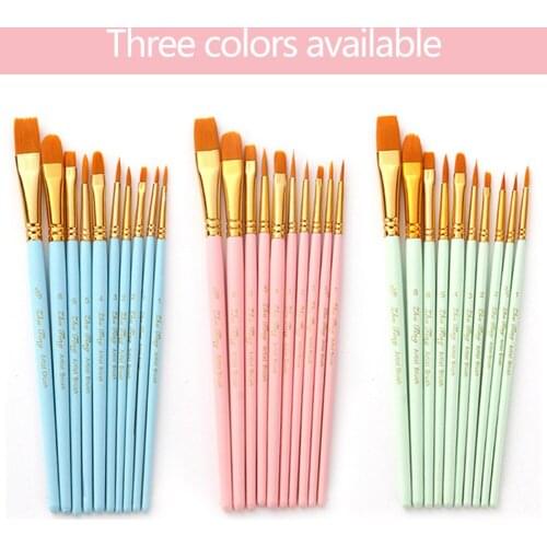10Pcs/Set New Different Size Artist Nylon Hair Paint Brush Acrylic Oil Painting Brushes DIY Watercolor Pen Drawing Art Supplies