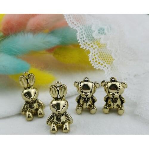 10pcs Vintage Three-Dimensional Bear Rabbit Stud Earrings For Women Fashion Charm Cute Creative Animal Earrings Stud Jewelry
