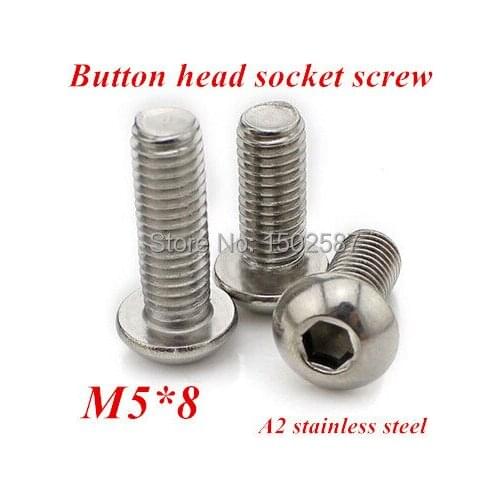 100pcs/lot M5*8 Bolt A2-70 ISO7380 Button Head Socket Screw/Bolt SUS304 Stainless Steel M5X8mm