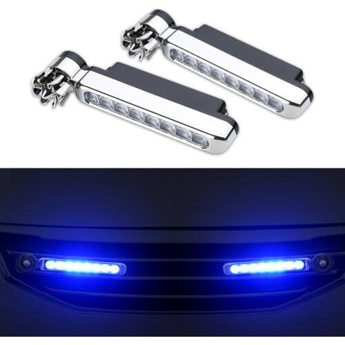 2Pcs LED Wind Powered Daytime Running Lights Car Mid-Grid Light DRL LED Auto Head Auxiliary Lamp Decorative Wind Energy Lights