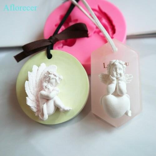 2kinds Angle DIY Aromatherapy Gypsum Mould Love Angel Silicone Mould Pottery mould Baking Mould Fondant Cake Decoration Mould