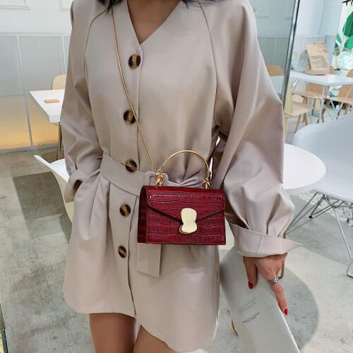 2021 New Stone pattern PU Leather Crossbody Bags For Women Mini Shoulder Bag With Metal Handle Lady Travel Handbags Totes