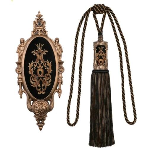 4Pcs/Set French Elegant Curtain Accessories 2 Curtain Tiebacks with 2 Hooks Curtain Tassels Curtain Tiebacks Bandages Brushes