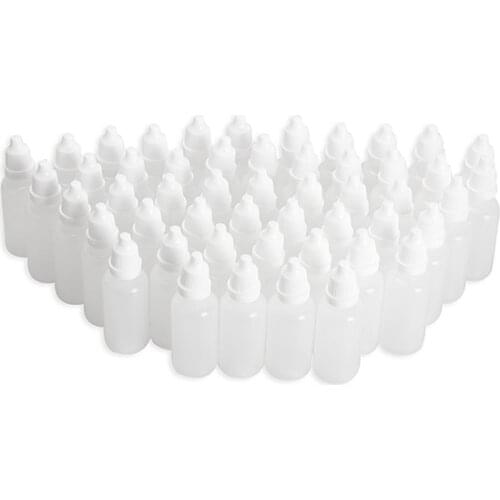 50pcs 30ml LDPE Squeezable Eye Liquid Dropper Bottles with Childproof Cap