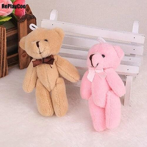 50PCS/LOT Mini Teddy Bear Stuffed Plush Toys 8cm Small Bear Stuffed Toys pelucia Pendant Kids Birthday Gift Party Decor 07401