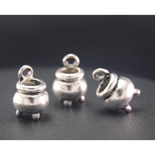 6Pcs Hallowmas Witch Cauldron Cooking Pot Charms Antique Silver Color Tone Pendant Findings Diy Accessories Handmade Jewelry