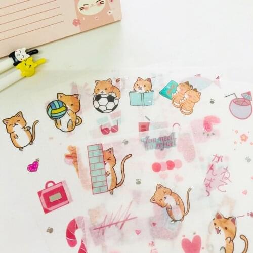 6 pcs/pack Small Orange Cat Happy Time Decorative Stationery Stickers Scrapbooking DIY Diary Album Stick Label