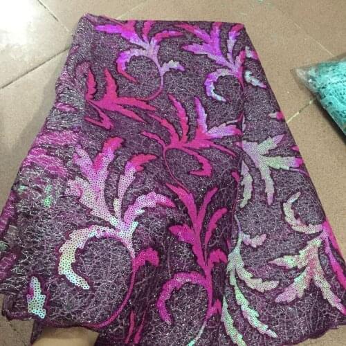 African Lace Fabric 2019 pink High Quality Lace beads sequins French Tulle Lace Fabric With Stones Party African Lace Material