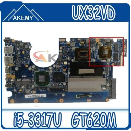 Akemy UX32VD Laptop motherboard For ASUS UX32VD UX32V original mainboard 2GB-RAM i5-3317U GT620M GPU