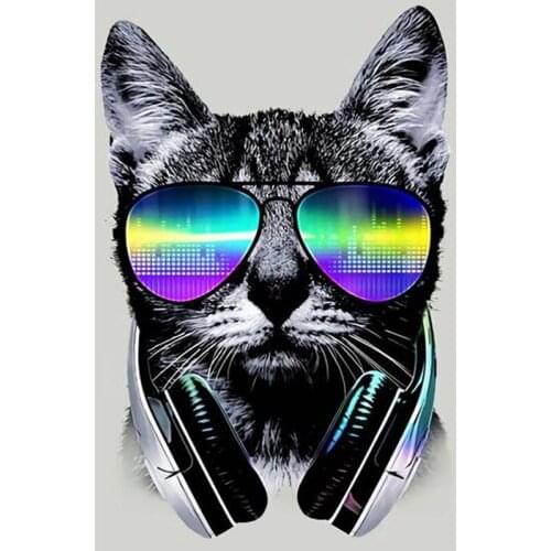 Diy Diamond Painting Cat Glasses Embroidery Cross Stitch Mosaic Full Square Round Drill Rhinestones Home Decoration Needlework