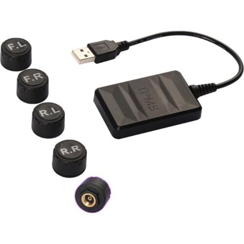 Car TPMS for Android Car Radio Player Tire Pressure Monitoring System Spare Tyre External 5 Sensors Real-time Display USB TMPS