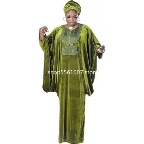 Velvet Boubou Africain Femme 2021 African Wedding Evening Dress Kaftan Abayas Plus Size Ankara Dashiki Robes Ladies Outfits
