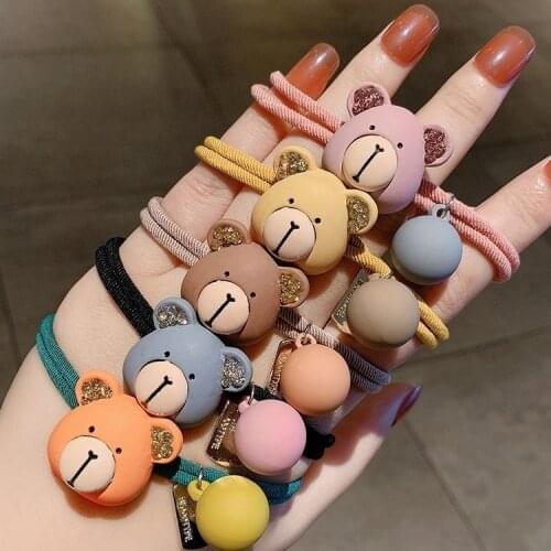 Shiny Crystal Bear Elastic Hair Bands Korea Hair Accessories Rubber Band Star Ball Gum For Hair Ties Scrunchies