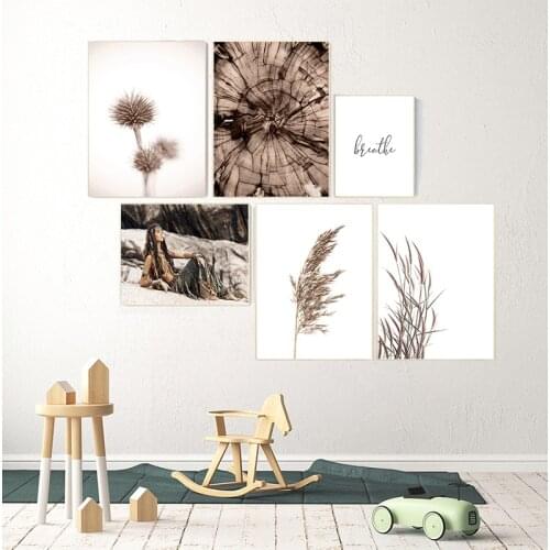 Boho Girl Flower Leaves Wheat Plant Farm Quotes Wall Art Canvas Painting Nordic Posters And Prints Wall Pictures For Living Room