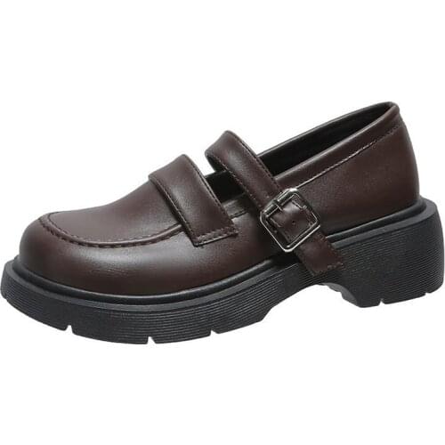 Mary Jane Womens Shoes Thick-Soled High-Quality Lolita Leather Shoes Japanese JK Uniform Boots Gothic PU Round Toe Shoes