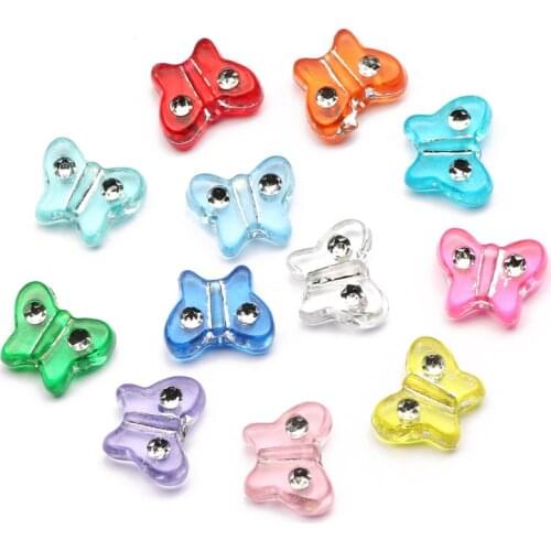 100pcs/lot 9x11mm Mixed Color Butterfly Acrylic Beads Clear Loose Spacer Beads For Jewelry Making Diy Bracelet Necklace Supplies