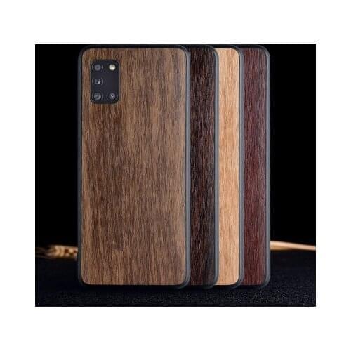 For Samsung Galaxy A31 A41 A51 A71 Case Soft TPU edge+PU Wood grain Protective back cover case for samsung A11 A21 A21S A31 A51