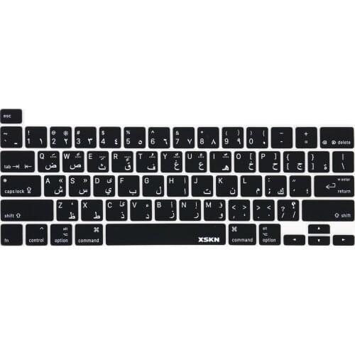 XSKN Arabic/English Black Silicone Keyboard Cover Skin for A2251 A2289 US Version 2020 New MacBook Pro 13 inch Touch Bar & Touch