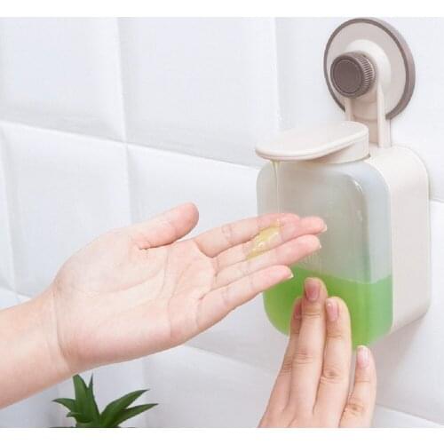Suction Cup Liquid Dispenser for Bathroom Kitchen Sink Wall Mounted Liquid Soap Dispenser Punch Free Press Liquid Soap Container