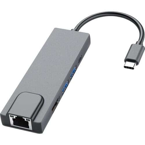 HOJIWI 5 IN 1 dock station usb c to HDMI-Compatible usb 3.0 Adapter PD hub docking station laptop for MacBook Samsung AA19