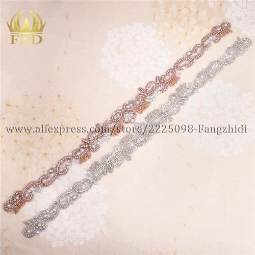 FZD 1 PIECE Bridal Applique Belt Accessories sew on Appliques Trim For Wedding Dress Decorations Fashion Garments