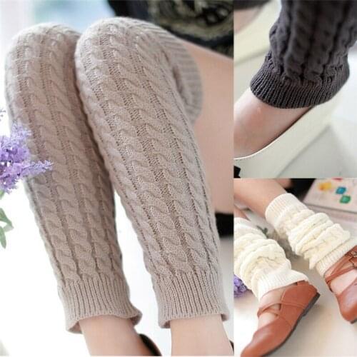 Leg Warmers Gaiters Boot Cuffs Thigh High Warm Knit Knitted Knee Socks Black Christmas Gifts For Women Girls