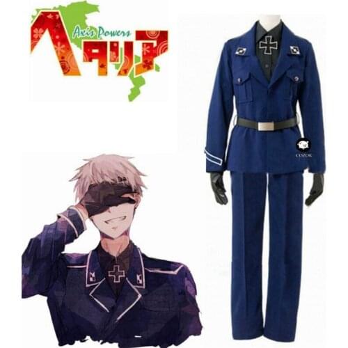 Customized Anime APH Axis powers Hetalia Prussia Cosplay Costume Blue Navy Uniform