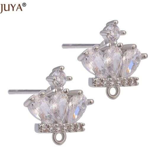 JUYA 1 Pair Copper Zircon Handmade DIY Earrings Accessories Gold//Rose gold/Black Color Jewelry Earring Findings Supplies