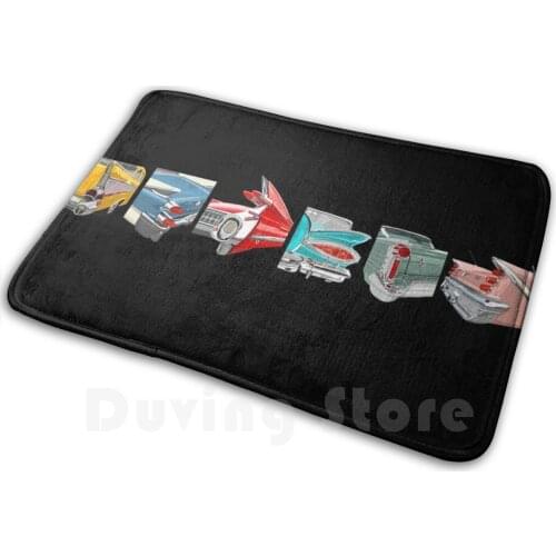 Car Show Mat Rug Carpet Anti-Slip Floor Mats Bedroom Vintage Cars Car Show Car Collection Cars With Fins Desoto 57 Chevy Caddy