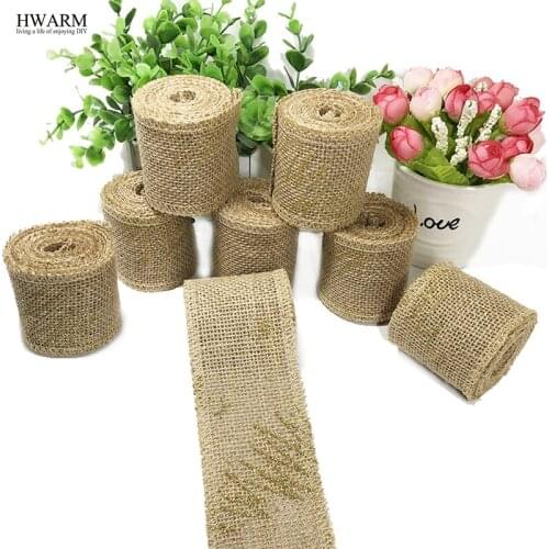 8pcs Gold Line Party Linen Lace Fabric Ribbon DIY Handmade Wedding Christmas Gift Decoration For Home Party Favors Accessories