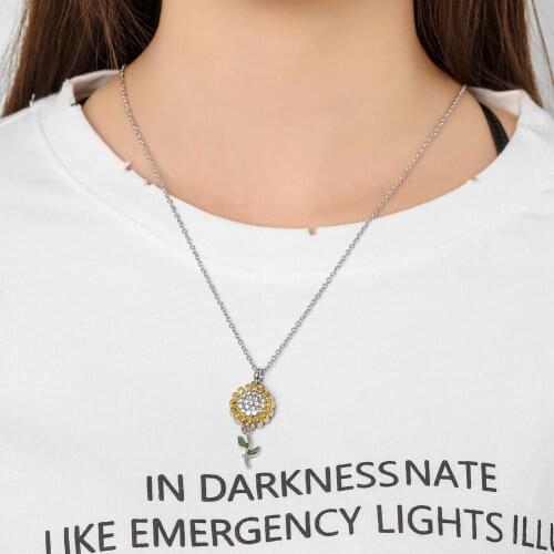 Sunflower Rhinestone Pet Cremation Urn Pendant Chain Necklace Souvenir Jewelry