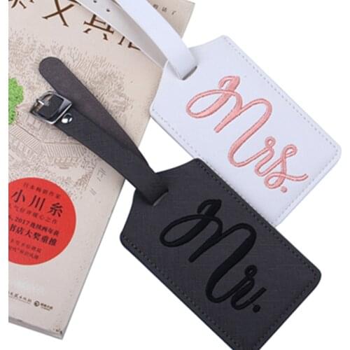 2 pcs/lot Couple Lover Mr&Mrs Embroidery Luggage Tag Suitcase Bag Travel Accessories Name ID Address Wedding VIP Label LT36