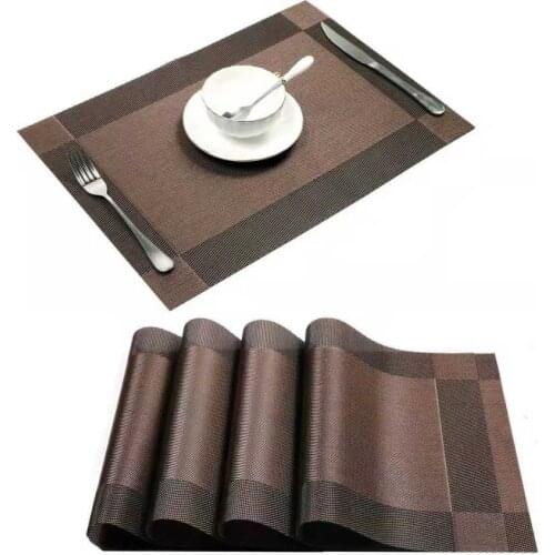 PVC Washable Placemats for Dining Table Mat Non-slip Placemat Set in Kitchen Accessories Cup Coaster Wine Pad