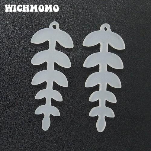 2019 New 38*15mm High Quality Acetic Acid Resin Frosted Leaves Charms Pendant for DIY Necklace Earring Jewelry Accessories