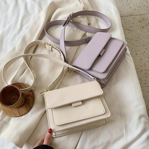 Solid Color PU Leather Crossbody Bags For Women 2021 Summer Simple Fashion Handbags And Purses Female Shoulder Bags