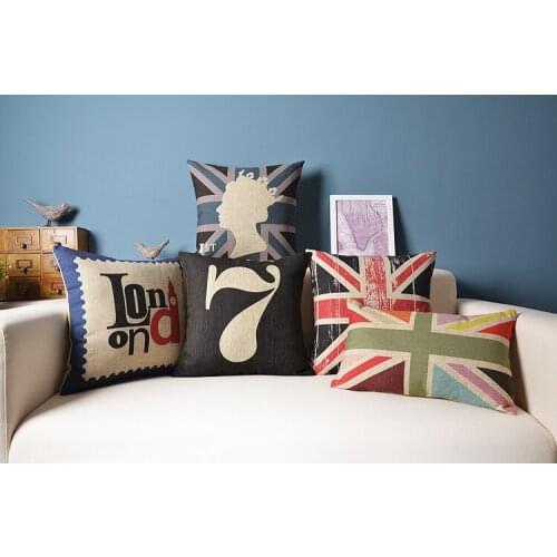 London pillow cover, Creative cartoon colorful union jack Britain Queen throw pillow case pillowcase wholesale