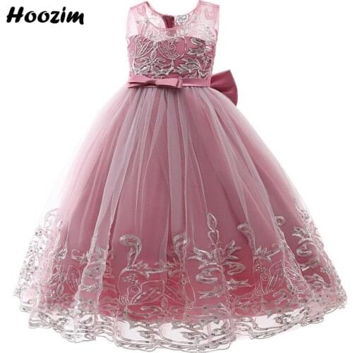 Luxury Princess Embroidery Sequin Prom And Red Carpet Dress Girls 4 To 13 Years Formal Purple Evening And Wedding Party Dresses