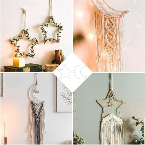 Christmas Pendant Home Decoration Dream Catcher Iron Ring Golden Big Moon Love Five-Pointed Star DIY Material Accessories Craft