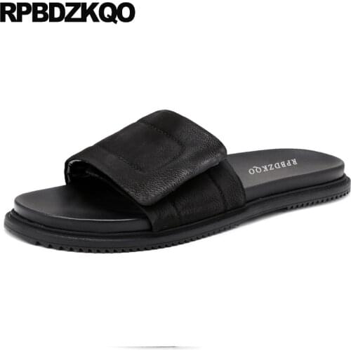 Open toe fashion slippers men sandals leather summer shoes large size designer genuine slides slip on native 45 high quality