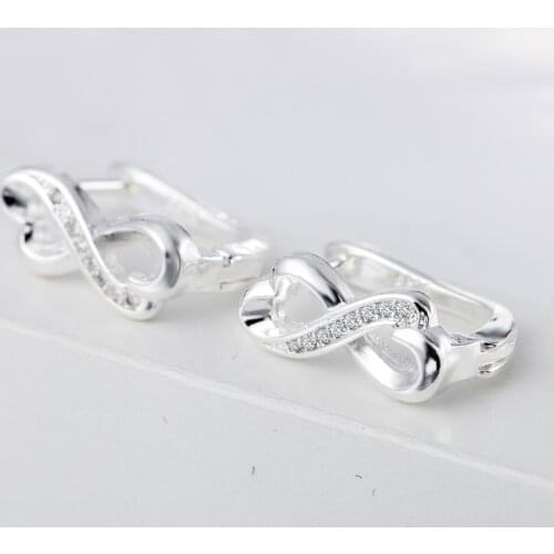 3 color rose gold gold Infinity Earrings Studs Simple Brincos Lucky Number Figure Eight CZ Plata Stud Earring Gift jewejlry